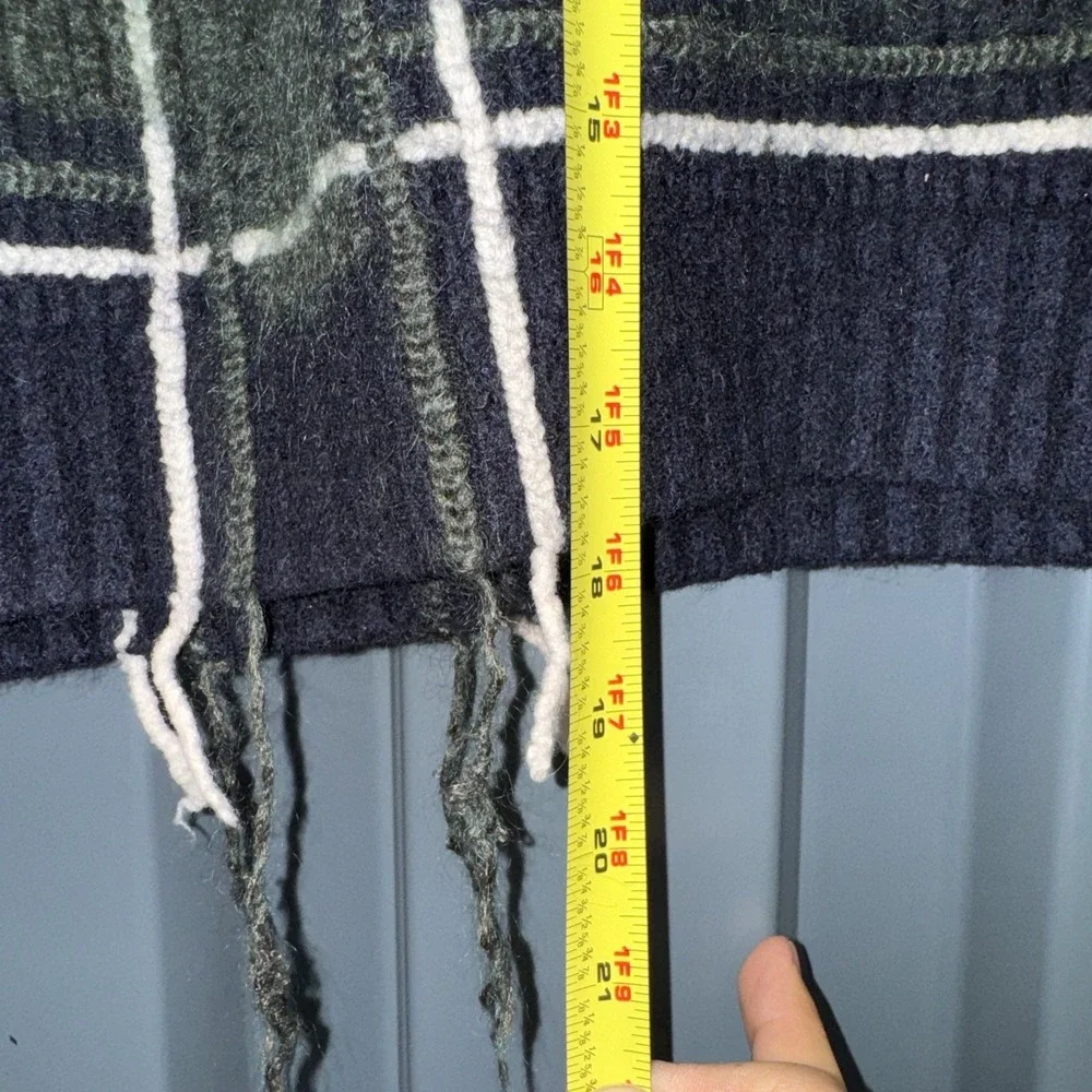 Tory Burch Green And Navy blue Plaid‎ Sweater Wool Mohair Blend Size XL Mohair